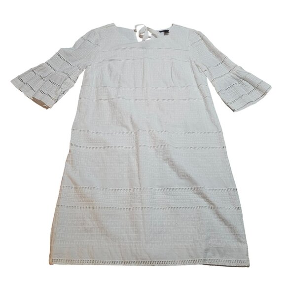 J. Crew Womens White Textured Bell Sleeve Dress Size 4 Cotton - Picture 5 of 16